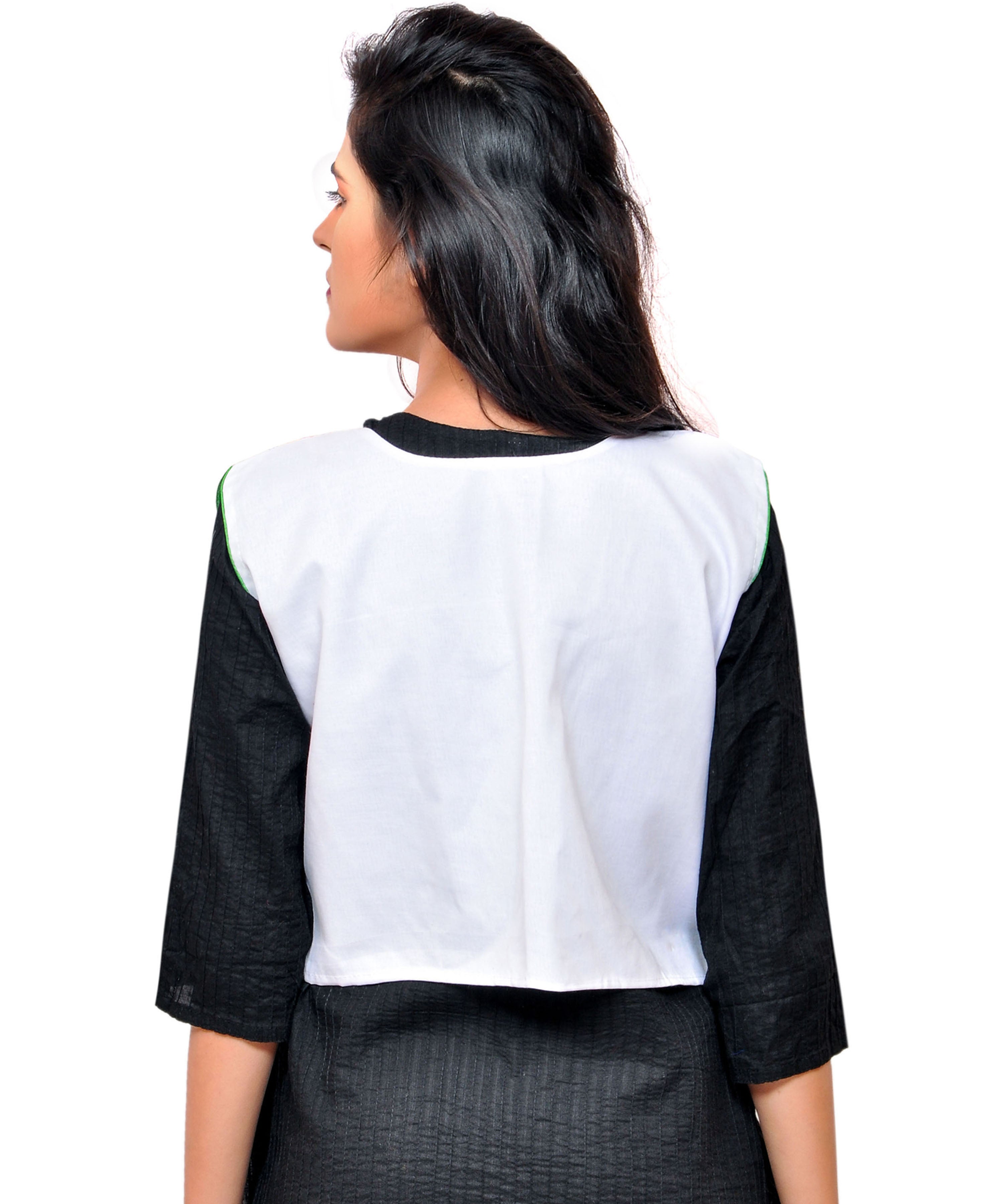 Banjara India Women's Cotton Blend Kutchi Embroidered Sleeveless Short Jacket/Koti/Shrug (Gamthi) - SSP-GAM02 - Banjara India