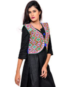 Banjara India Women's Cotton Blend Kutchi Embroidered Sleeveless Short Jacket/Koti/Shrug (Gamthi) - SSP-GAM04 - Banjara India