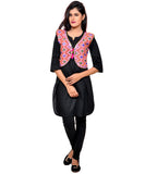 Banjara India Women's Cotton Blend Kutchi Embroidered Sleeveless Short Jacket/Koti/Shrug (Gamthi) - SSP-GAM06 - Banjara India