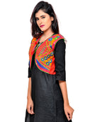 Banjara India Women's Cotton Blend Kutchi Embroidered Sleeveless Short Jacket/Koti/Shrug (Geo) - SSP-GEO03 - Banjara India
