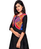 Banjara India Women's Cotton Blend Kutchi Embroidered Sleeveless Short Jacket/Koti/Shrug (Geo) - SSP-GEO04 - Banjara India