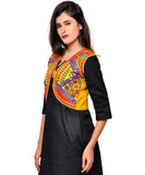 Banjara India Women's Cotton Blend Kutchi Embroidered Sleeveless Short Jacket/Koti/Shrug (Geo) - SSP-GEO05 - Banjara India