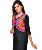 Banjara India Women's Cotton Blend Kutchi Embroidered Sleeveless Short Jacket/Koti/Shrug (Geo) - SSP-GEO06 - Banjara India