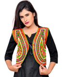 Banjara India Women's Cotton Blend Kutchi Embroidered Sleeveless Short Jacket/Koti/Shrug (Keri) - SSP-KERI01 - Banjara India