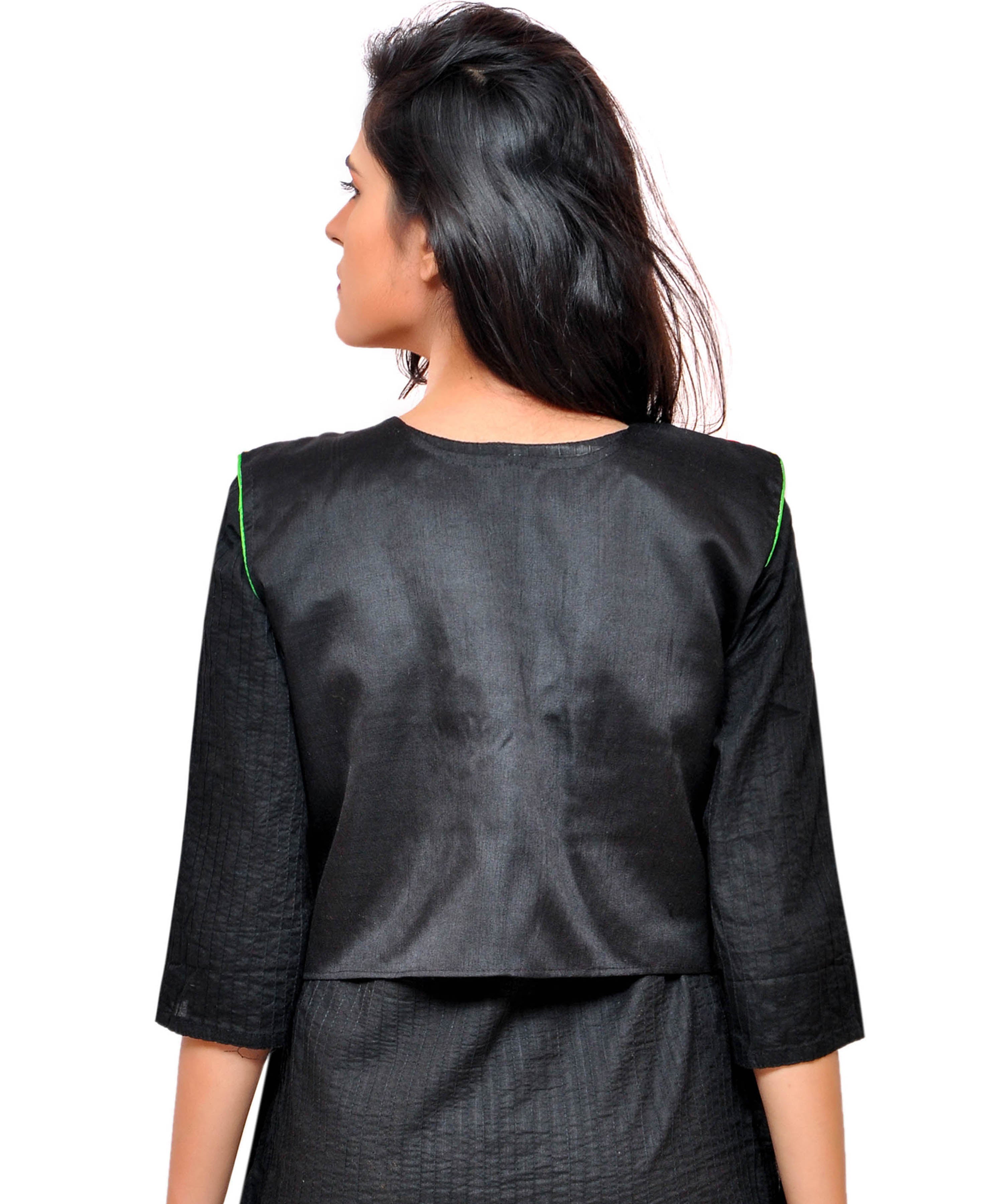 Banjara India Women's Cotton Blend Kutchi Embroidered Sleeveless Short Jacket/Koti/Shrug (Keri) - SSP-KERI01 - Banjara India