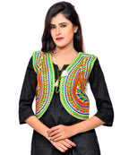 Banjara India Women's Cotton Blend Kutchi Embroidered Sleeveless Short Jacket/Koti/Shrug (Keri) - SSP-KERI02 - Banjara India