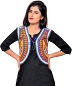 Banjara India Women's Cotton Blend Kutchi Embroidered Sleeveless Short Jacket/Koti/Shrug (Keri) - SSP-KERI04 - Banjara India