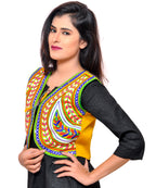Banjara India Women's Cotton Blend Kutchi Embroidered Sleeveless Short Jacket/Koti/Shrug (Keri) - SSP-KERI05 - Banjara India