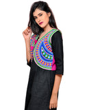 Banjara India Women's Cotton Blend Kutchi Embroidered Sleeveless Short Jacket/Koti/Shrug (Keri) - SSP-KERI06 - Banjara India