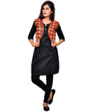 Banjara India Women's Cotton Blend Kutchi Embroidered Sleeveless Short Jacket/Koti/Shrug (Phulwali) - SSP-PHUL01 - Banjara India