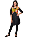 Banjara India Women's Cotton Blend Kutchi Embroidered Sleeveless Short Jacket/Koti/Shrug (Phulwali) - SSP-PHUL05 - Banjara India