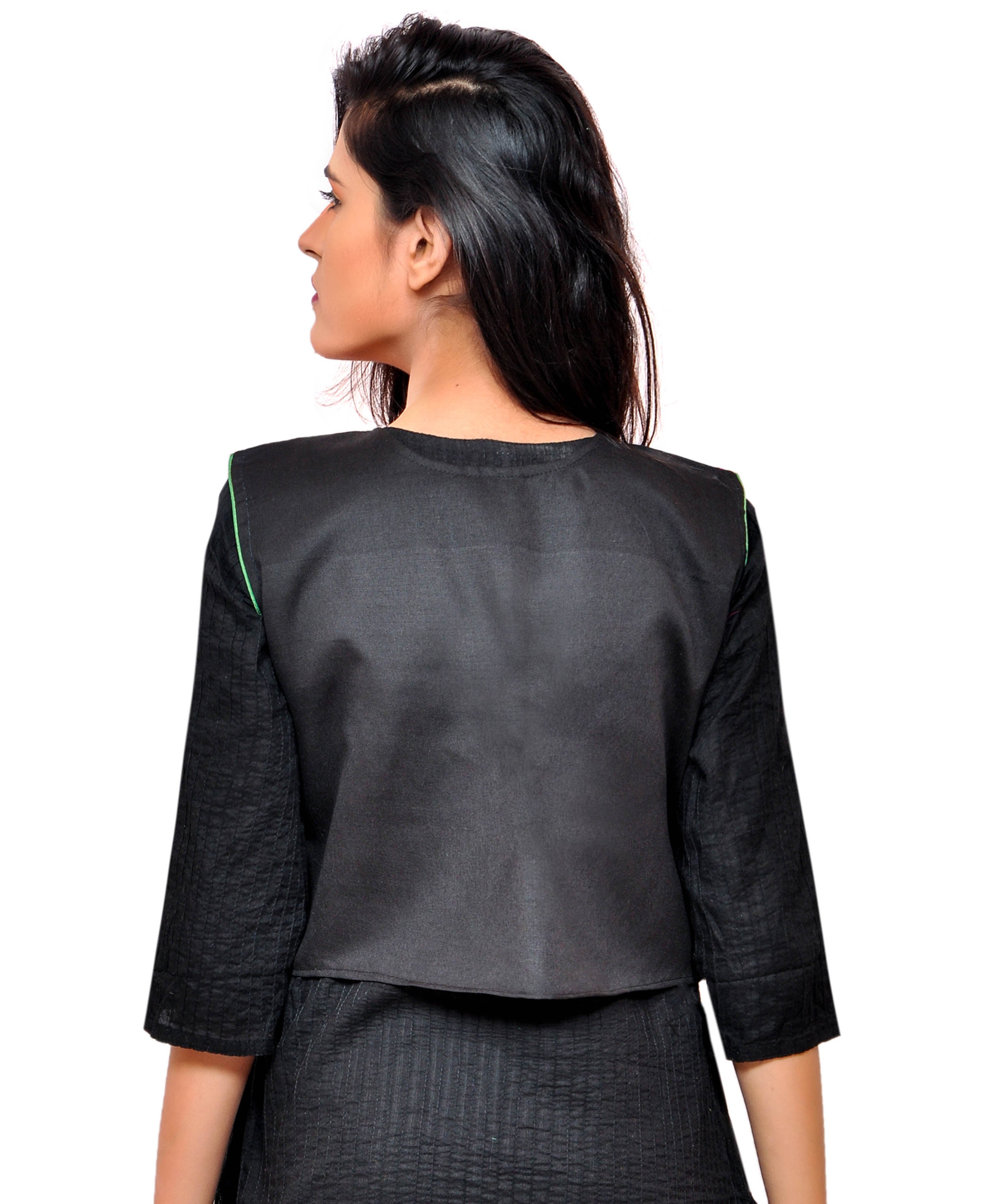 Banjara India Women's Cotton Blend Kutchi Embroidered Sleeveless Short Jacket/Koti/Shrug (Rajwadi) - SSP-RJW01 - Banjara India