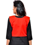 Banjara India Women's Cotton Blend Kutchi Embroidered Sleeveless Short Jacket/Koti/Shrug (Rajwadi) - SSP-RJW03 - Banjara India