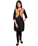 Banjara India Women's Cotton Blend Kutchi Embroidered Sleeveless Short Jacket/Koti/Shrug (Rajwadi) - SSP-RJW05 - Banjara India