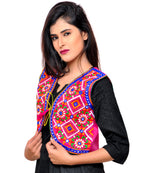 Banjara India Women's Cotton Blend Kutchi Embroidered Sleeveless Short Jacket/Koti/Shrug (Rajwadi) - SSP-RJW06 - Banjara India