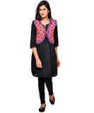 Banjara India Women's Cotton Blend Kutchi Embroidered Sleeveless Short Jacket/Koti/Shrug (Rajwadi) - SSP-RJW06 - Banjara India