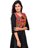 Banjara India Women's Cotton Blend Kutchi Embroidered Sleeveless Short Jacket/Koti/Shrug (Tanatan) - SSP-TAN01 - Banjara India