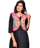 Banjara India Women's Cotton Blend Kutchi Embroidered Sleeveless Short Jacket/Koti/Shrug (Tanatan) - SSP-TAN02 - Banjara India