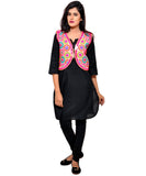 Banjara India Women's Cotton Blend Kutchi Embroidered Sleeveless Short Jacket/Koti/Shrug (Tanatan) - SSP-TAN02 - Banjara India