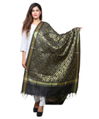 Banarasi Kora Silk Sunny Butti Dupatta- Black