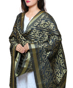 Banarasi Kora Silk Sunny Butti Dupatta- Black