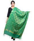 Banarasi Kora Silk Sunny Butti Dupatta- Green