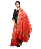 Banarasi Kora Silk Sunny Butti Dupatta- Red