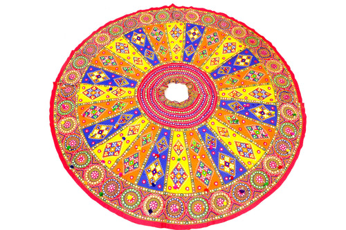 Banjara India Cotton Long Flair Aari Embroidery Kutch Work (Lehenga Choli) Chaniya Choli Set with Dupatta--SuperKaju-01