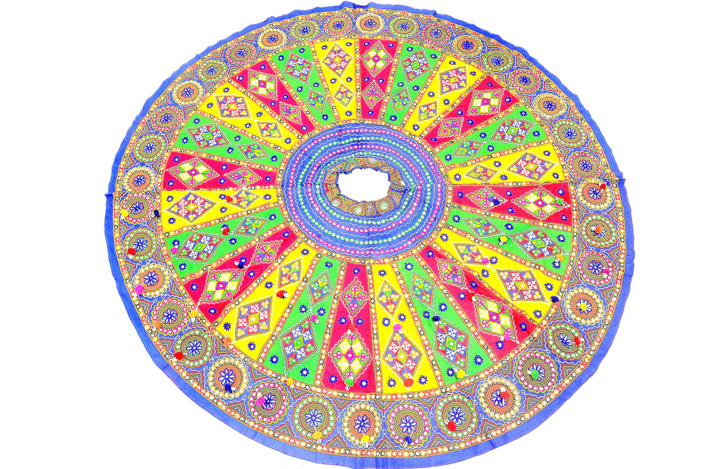 Banjara India Cotton Long Flair Aari Embroidery Kutch Work (Lehenga Choli) Chaniya Choli Set with Dupatta-SuperKaju-02