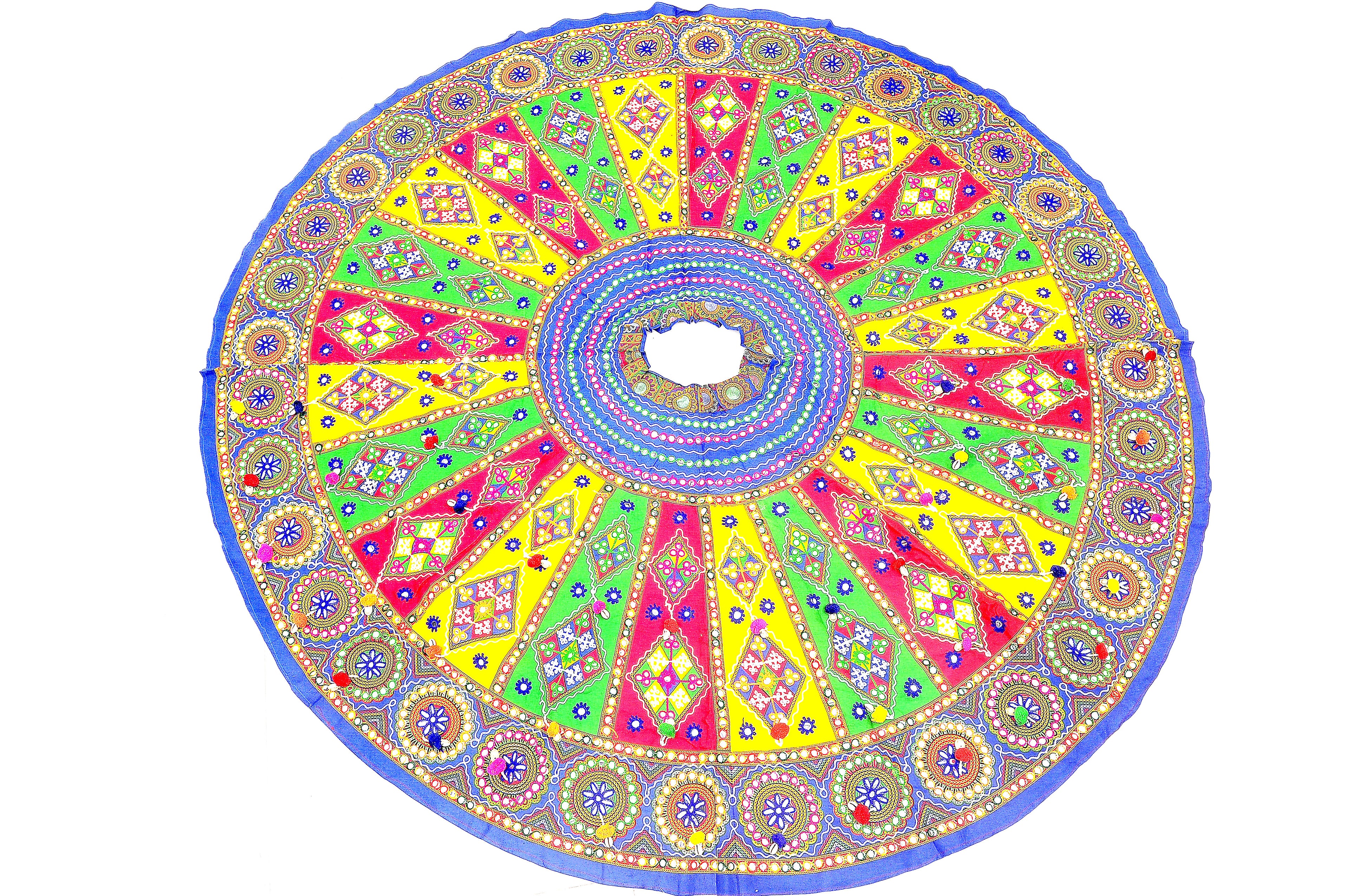 Banjara India Cotton Long Flair Aari Embroidery Kutch Work (Lehenga Choli) Chaniya Choli Set with Dupatta-SuperKaju-02