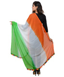 Soft Chiffon Tricolour Dupatta with Multicolour Lace (Independence Day Special)
