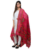 Banjara India Women's Pure Cotton Real Mirrorwork & Hand Embroidery Dupatta (Kutchi Trikon) Pink - TKN09 - Banjara India