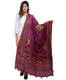 Banjara India Women's Pure Cotton Real Mirrorwork & Hand Embroidery Dupatta (Kutchi Trikon) Magenta Violet - TKN10 - Banjara India