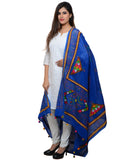 Banjara India Women's Pure Cotton Real Mirrorwork & Hand Embroidery Dupatta (Kutchi Trikon) Blue - TKN12 - Banjara India