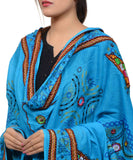 Banjara India Women's Pure Cotton Real Mirrorwork & Hand Embroidery Dupatta (Kutchi Trikon) Turquoise - TKN13 - Banjara India
