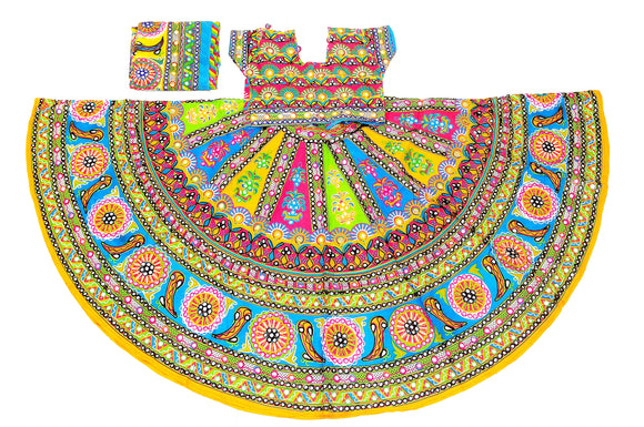 Banjara India Cotton Long Flair Aari Embroidery Kutch Work (Lehenga Choli) Chaniya Choli Set with Dupatta-Talwar-01