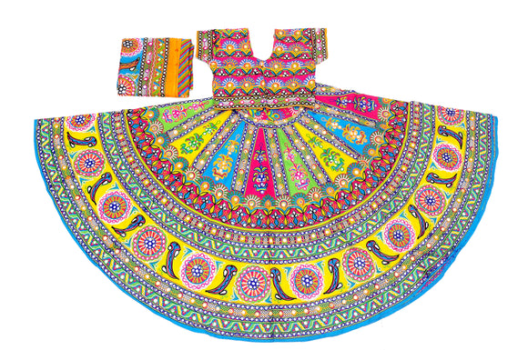 Banjara India Cotton Long Flair Aari Embroidery Kutch Work (Lehenga Choli) Chaniya Choli Set with Dupatta-Talwar-03