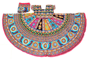 Banjara India Cotton Long Flair Aari Embroidery Kutch Work (Lehenga Choli) Chaniya Choli Set with Dupatta-Talwar-04