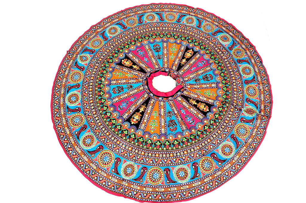 Banjara India Cotton Long Flair Aari Embroidery Kutch Work (Lehenga Choli) Chaniya Choli Set with Dupatta-Talwar-04