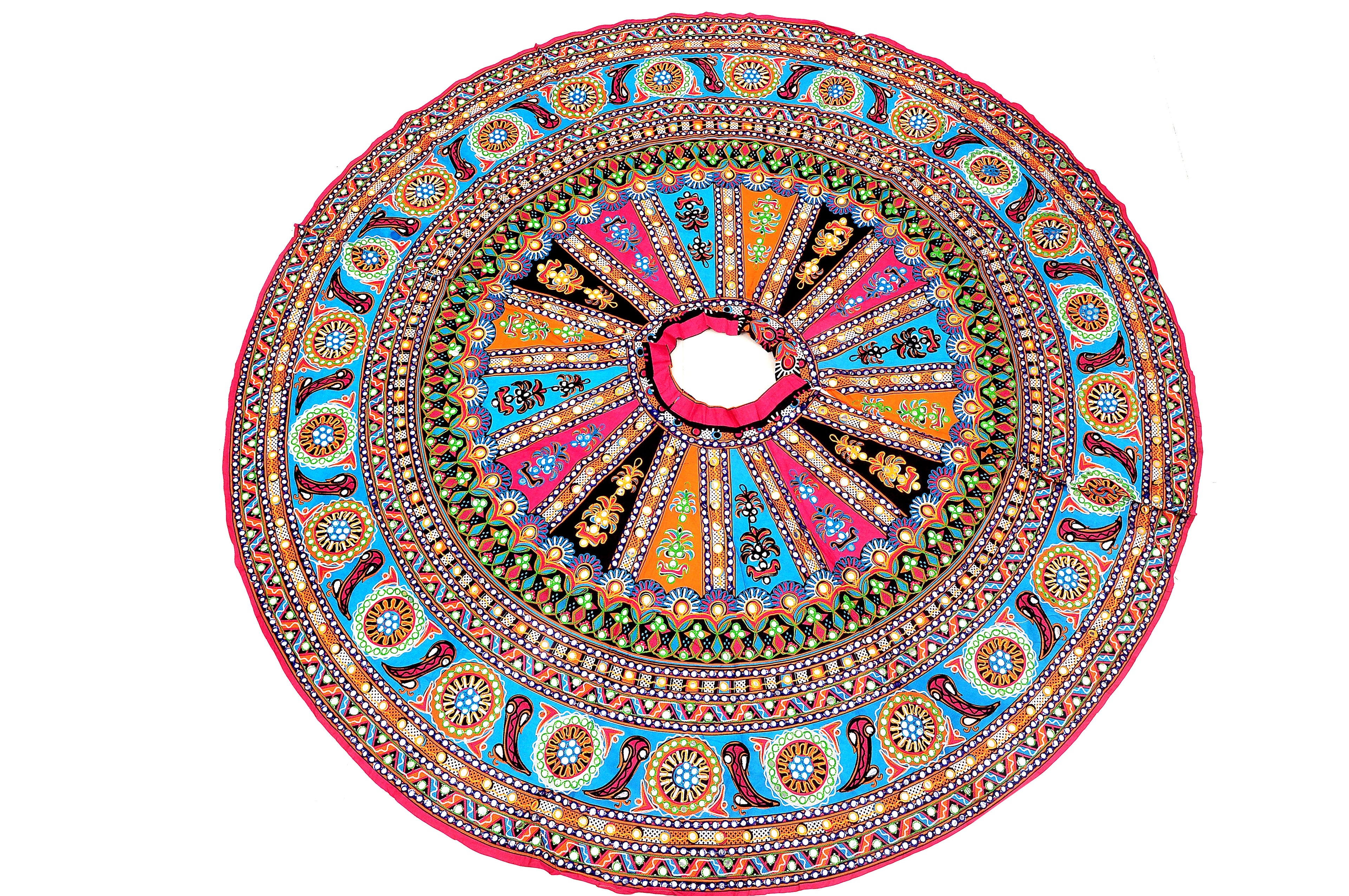 Banjara India Cotton Long Flair Aari Embroidery Kutch Work (Lehenga Choli) Chaniya Choli Set with Dupatta-Talwar-04