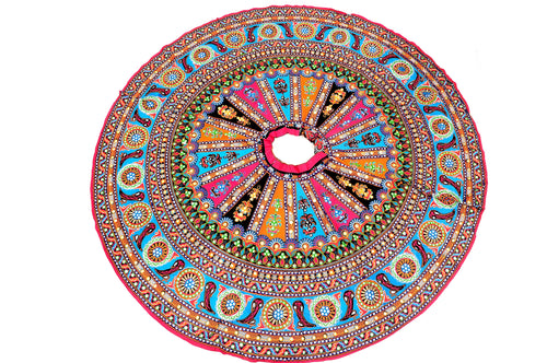 Banjara India Cotton Long Flair Aari Embroidery Kutch Work (Lehenga Choli) Chaniya Choli Set with Dupatta-Talwar-04