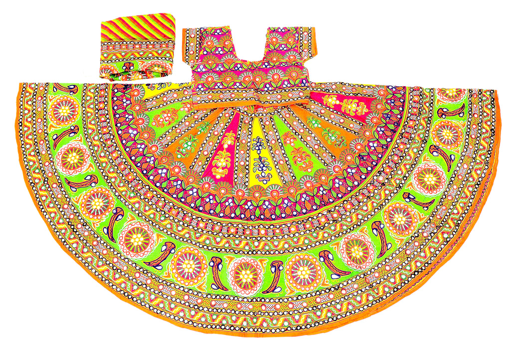 Banjara India Cotton Long Flair Aari Embroidery Kutch Work (Lehenga Choli) Chaniya Choli Set with Dupatta-TALWAR-05