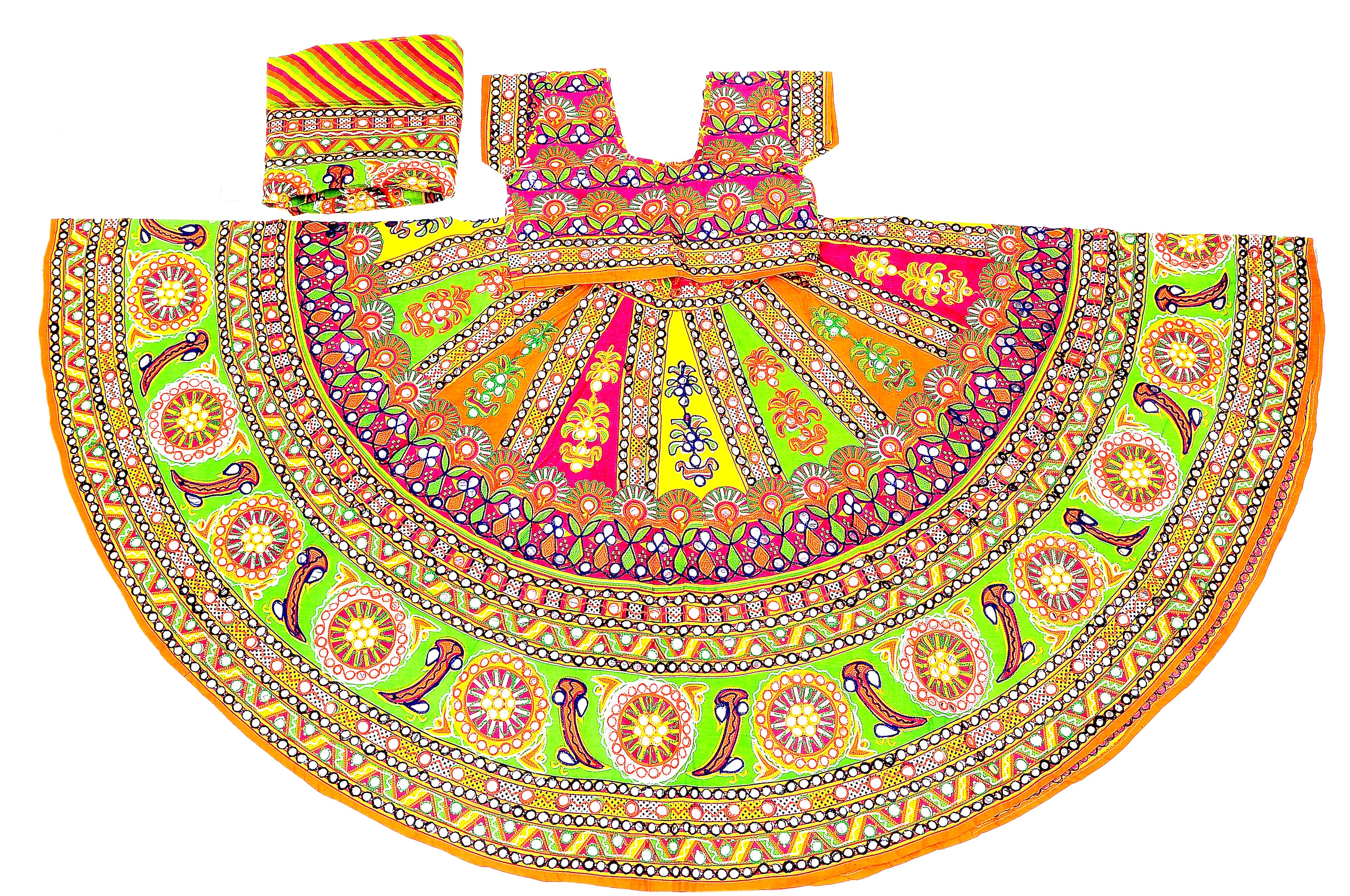 Banjara India Cotton Long Flair Aari Embroidery Kutch Work (Lehenga Choli) Chaniya Choli Set with Dupatta-TALWAR-05