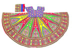 Banjara India Cotton Long Flair Aari Embroidery Kutch Work (Lehenga Choli) Chaniya Choli Set with Dupatta-Temple-01