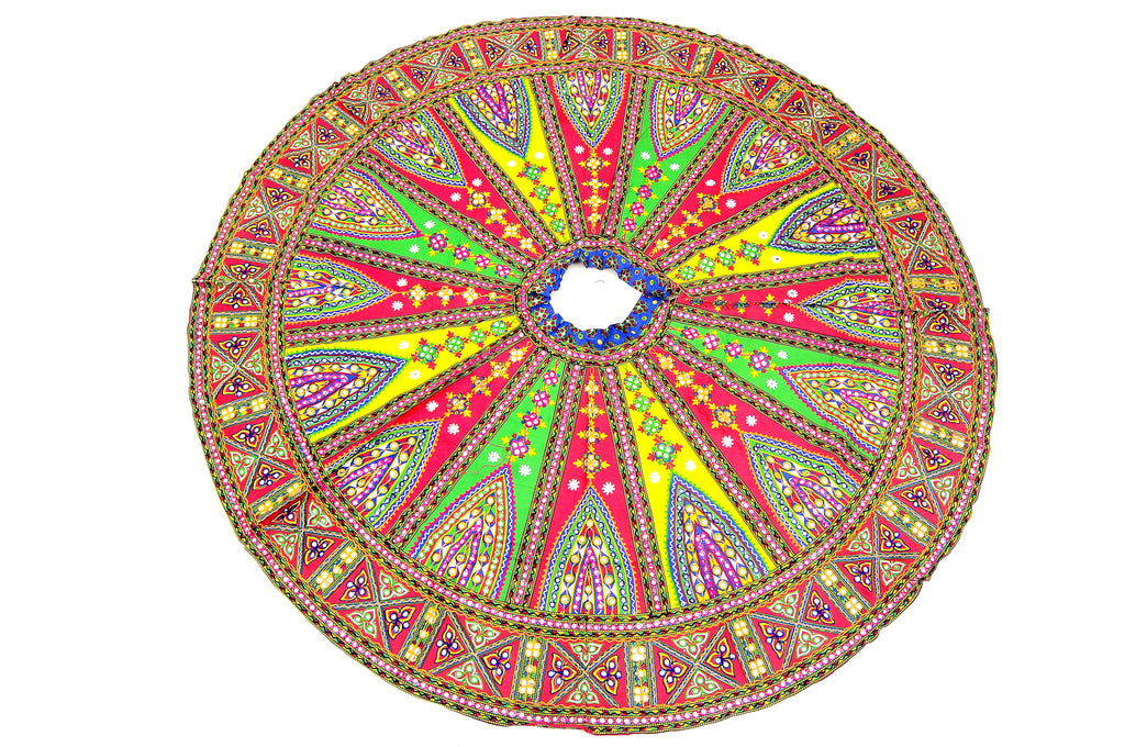 Banjara India Cotton Long Flair Aari Embroidery Kutch Work (Lehenga Choli) Chaniya Choli Set with Dupatta-Temple-01