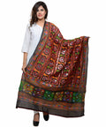 Banjara India Women's Pure Cotton Aari Embroidery & Foil Mirrors Dupatta (Bharchak VIP) Black - VIP01 - Banjara India
