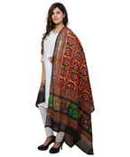 Banjara India Women's Pure Cotton Aari Embroidery & Foil Mirrors Dupatta (Bharchak VIP) Black - VIP01 - Banjara India
