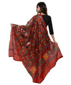 Banjara India Women's Pure Cotton Aari Embroidery & Foil Mirrors Dupatta (Bharchak VIP) Red - VIP03 - Banjara India