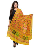 Banjara India Women's Pure Cotton Aari Embroidery & Foil Mirrors Dupatta (Bharchak VIP) Lemon Yellow - VIP08 - Banjara India