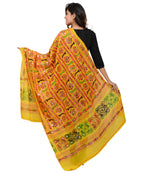 Banjara India Women's Pure Cotton Aari Embroidery & Foil Mirrors Dupatta (Bharchak VIP) Lemon Yellow - VIP08 - Banjara India